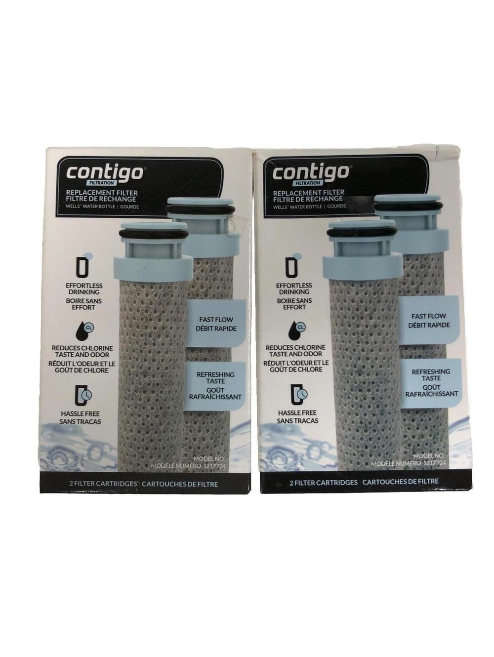 2x2-PACK CONTIGO FILTRATION Replacement Filter Cartridges WELLS Water Bottle B10